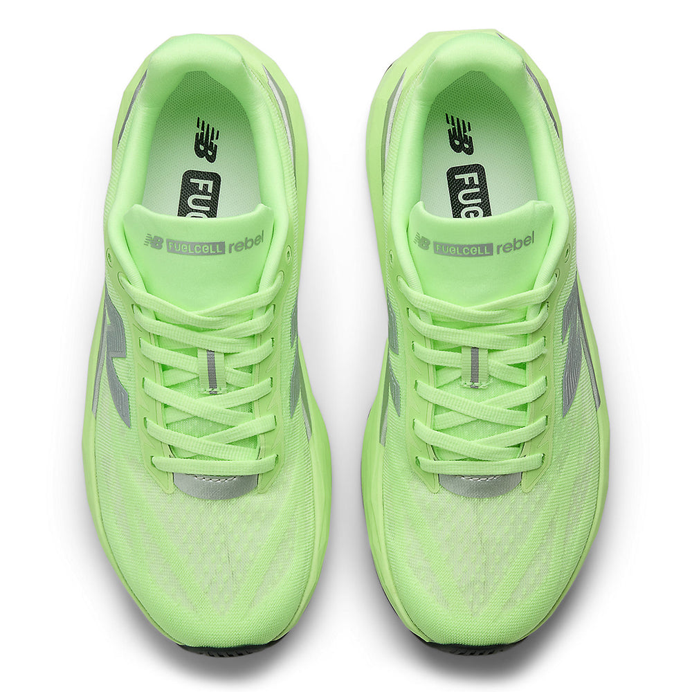 New Balance Women's FuelCell Rebel v5 - Black Toe Running#colour_lab-green-silver-metallic