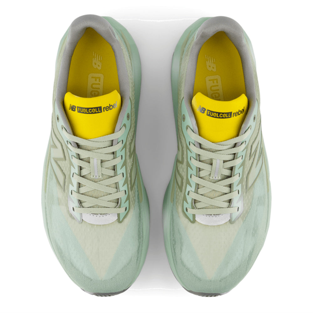 New Balance Women's FuelCell Rebel v5 - BlackToe Running#colour_garter-snake-mosaic-green-ginger-lemon
