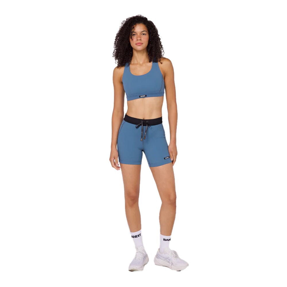 Bandit Running Women's Gridlock™ 5" Compression Shorts - BlackToe Running#colour_steel-blue