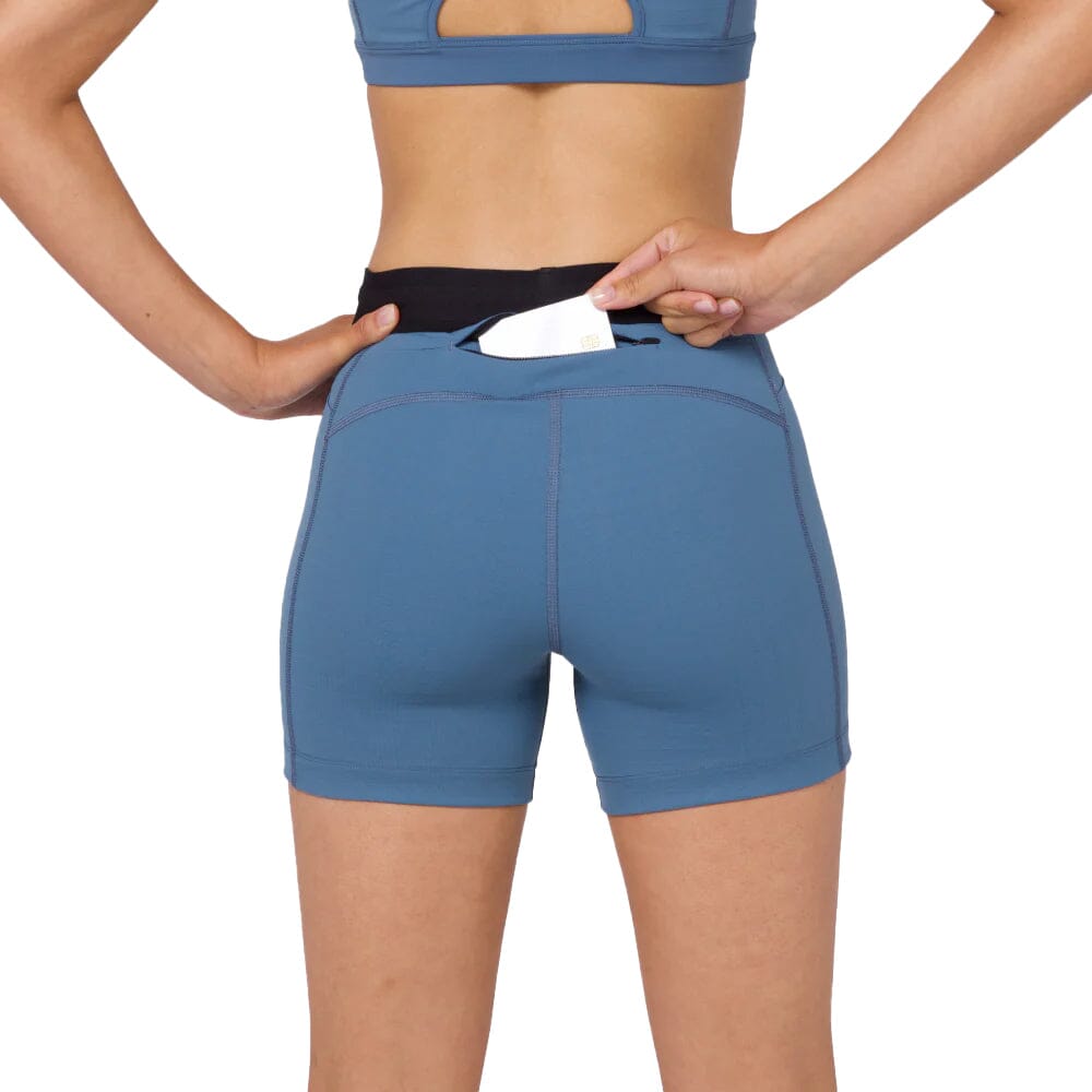 Bandit Running Women's Gridlock™ 5" Compression Shorts - BlackToe Running#colour_steel-blue