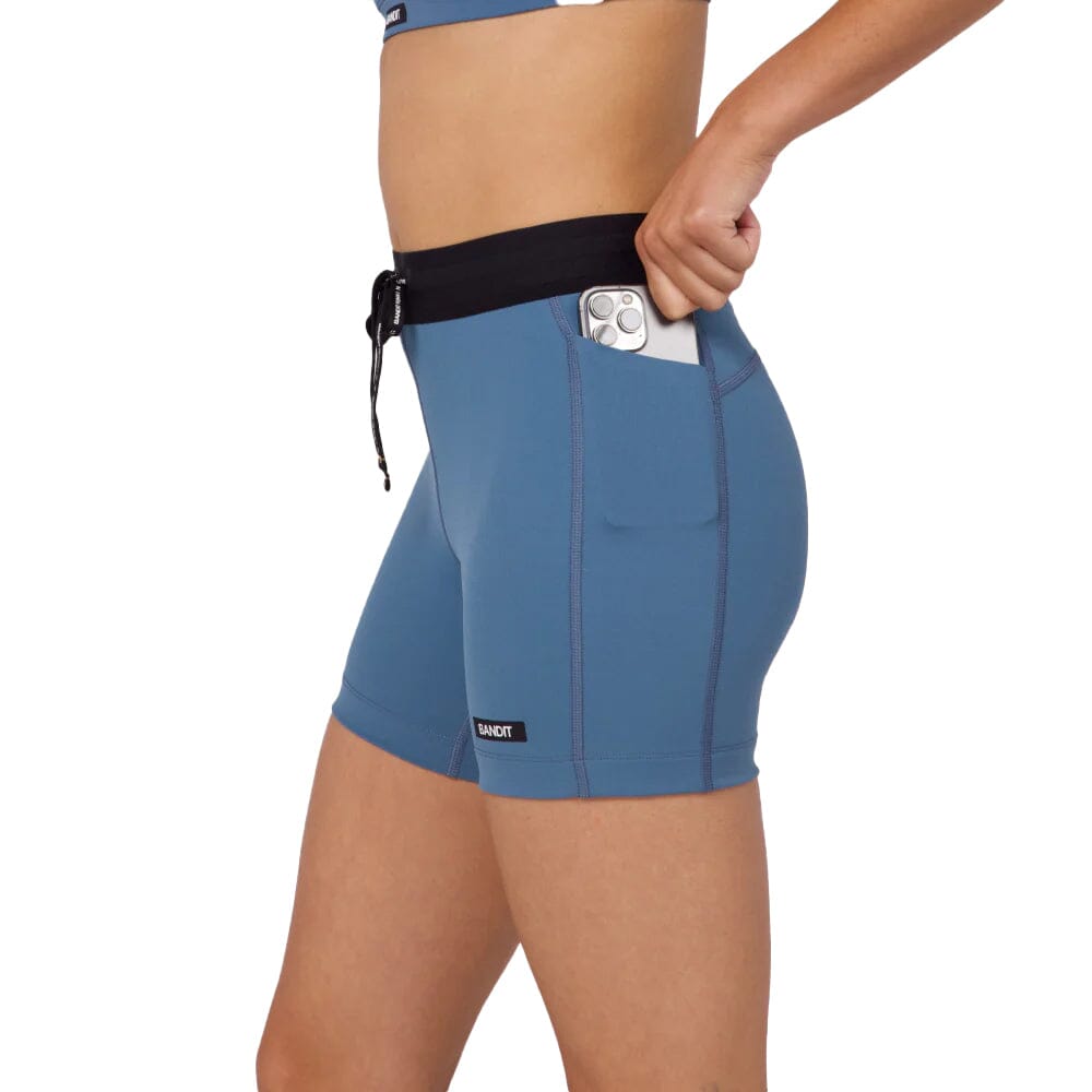 Bandit Running Women's Gridlock™ 5" Compression Shorts - BlackToe Running#colour_steel-blue