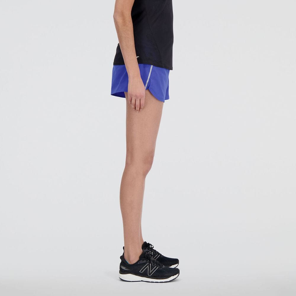 New Balance Women's Impact Run 3inch Short Women's Shorts - BlackToe Running#colour_marine-blue-silver