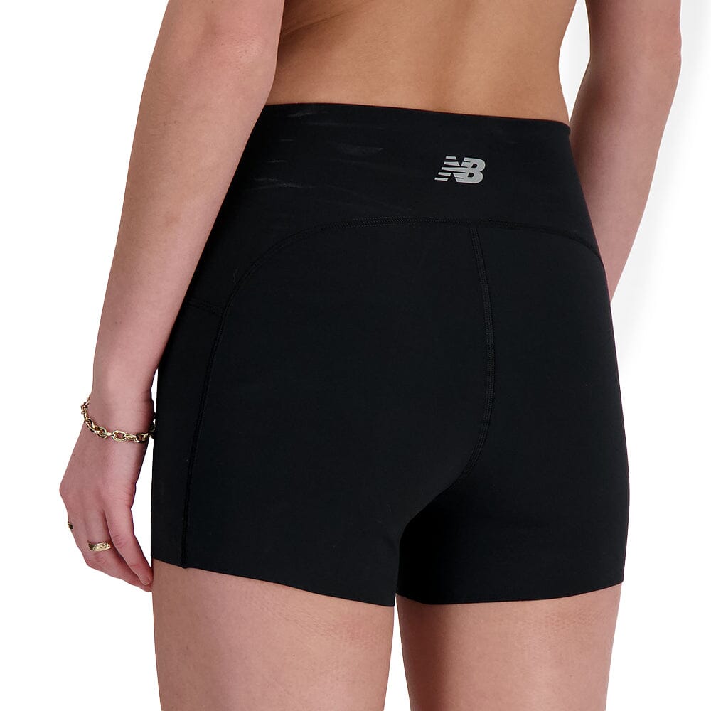 New Balance Women's Sleek High Rise Short 3" - BlackToe Running#colour_black