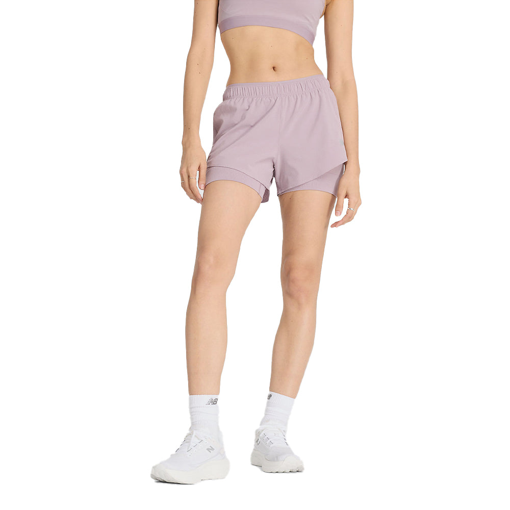 New Balance Women's RC 2-in-1 Short 3" Women's Shorts - BlackToe Running#colour_ice-wine