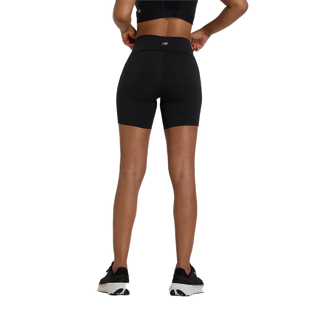 New Balance Women's Sleek Pocket High Rise Short 6" - BlackToe Running#colour_black