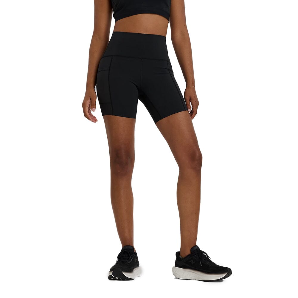 New Balance Women's Sleek Pocket High Rise Short 6" - BlackToe Running#colour_black