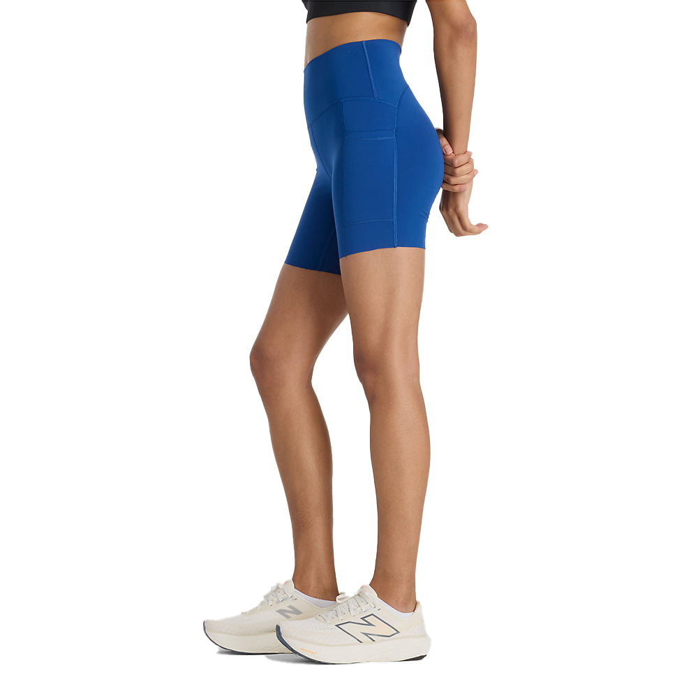 New Balance Women's Sleek Pocket High Rise Short 6" - BlackToe Running#colour_galaxy-blue