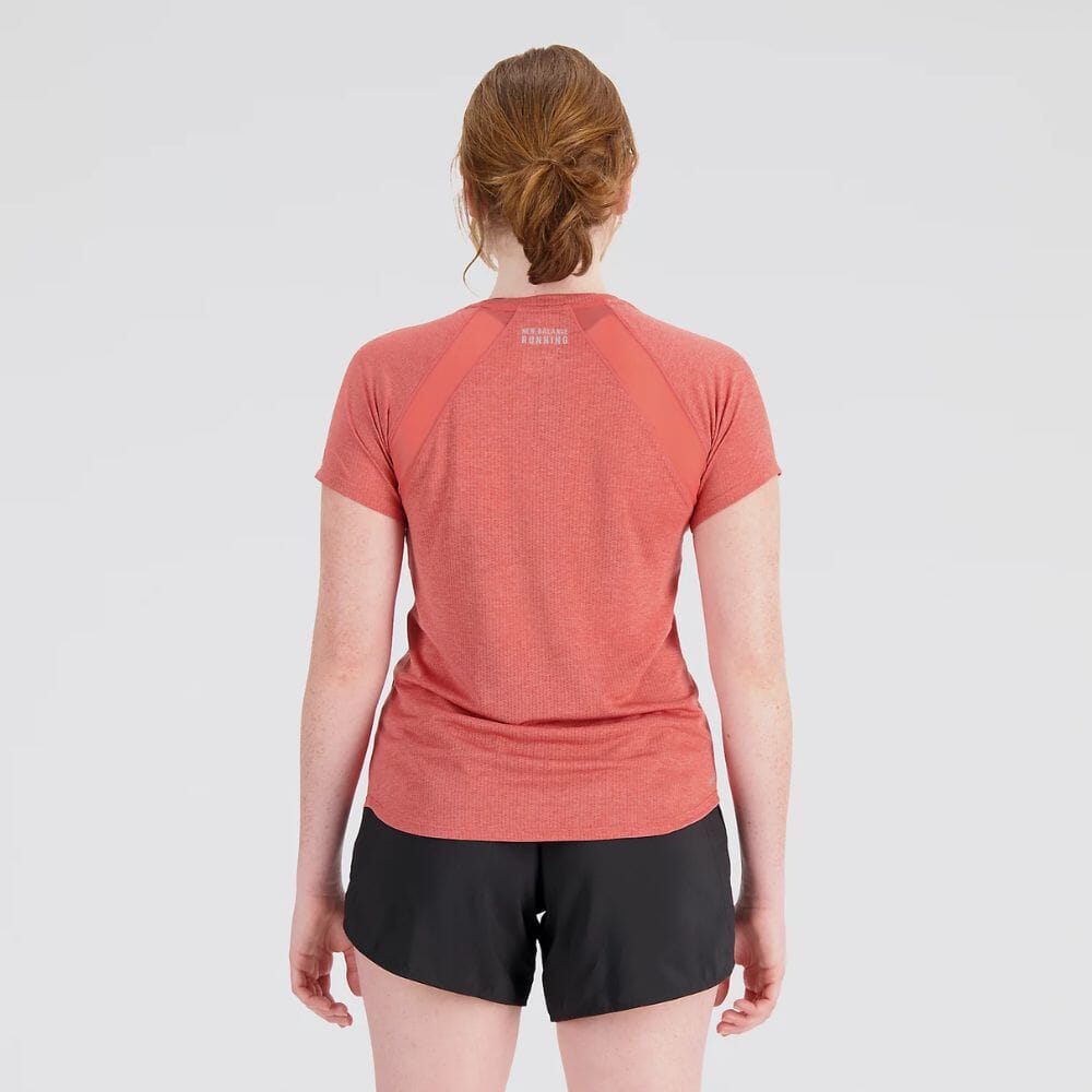 New Balance Women's ICEx Impact Run Short Sleeve Women's Tops - BlackToe Running#colour_astro-dust-heather