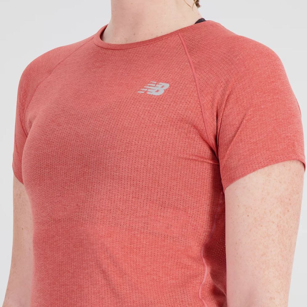 New Balance Women's ICEx Impact Run Short Sleeve Women's Tops - BlackToe Running#colour_astro-dust-heather