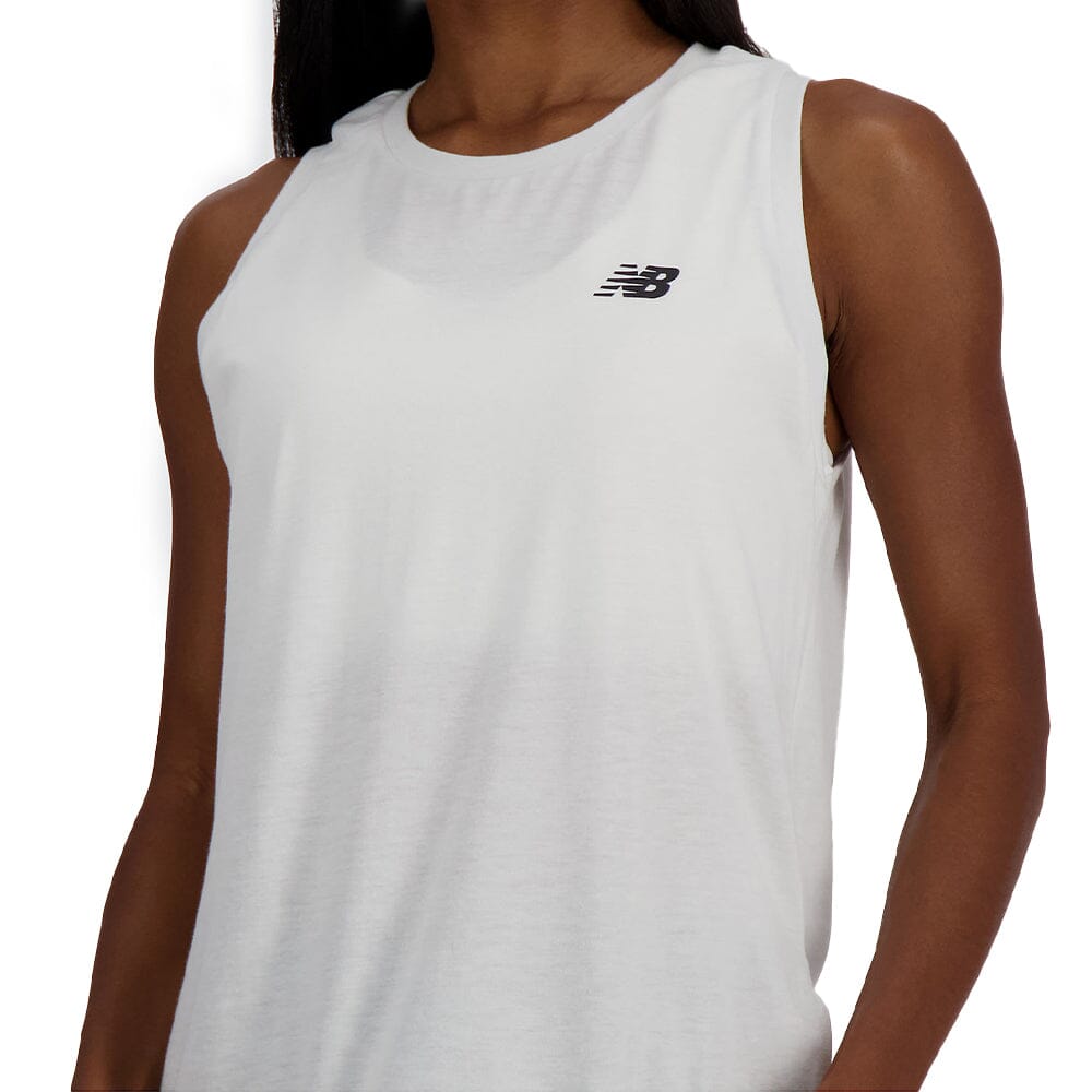 New Balance Women's Sport Essentials Heathertech Tank - BlackToe Running#colour_white
