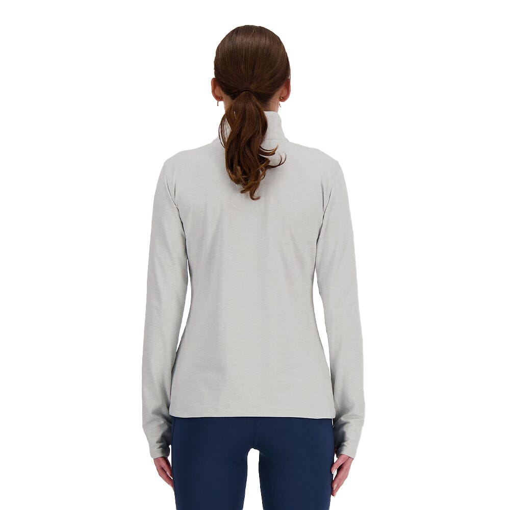 New Balance Women's Sport Essentials Space Dye Quarter Zip - BlackToe Running#colour_ash-heather