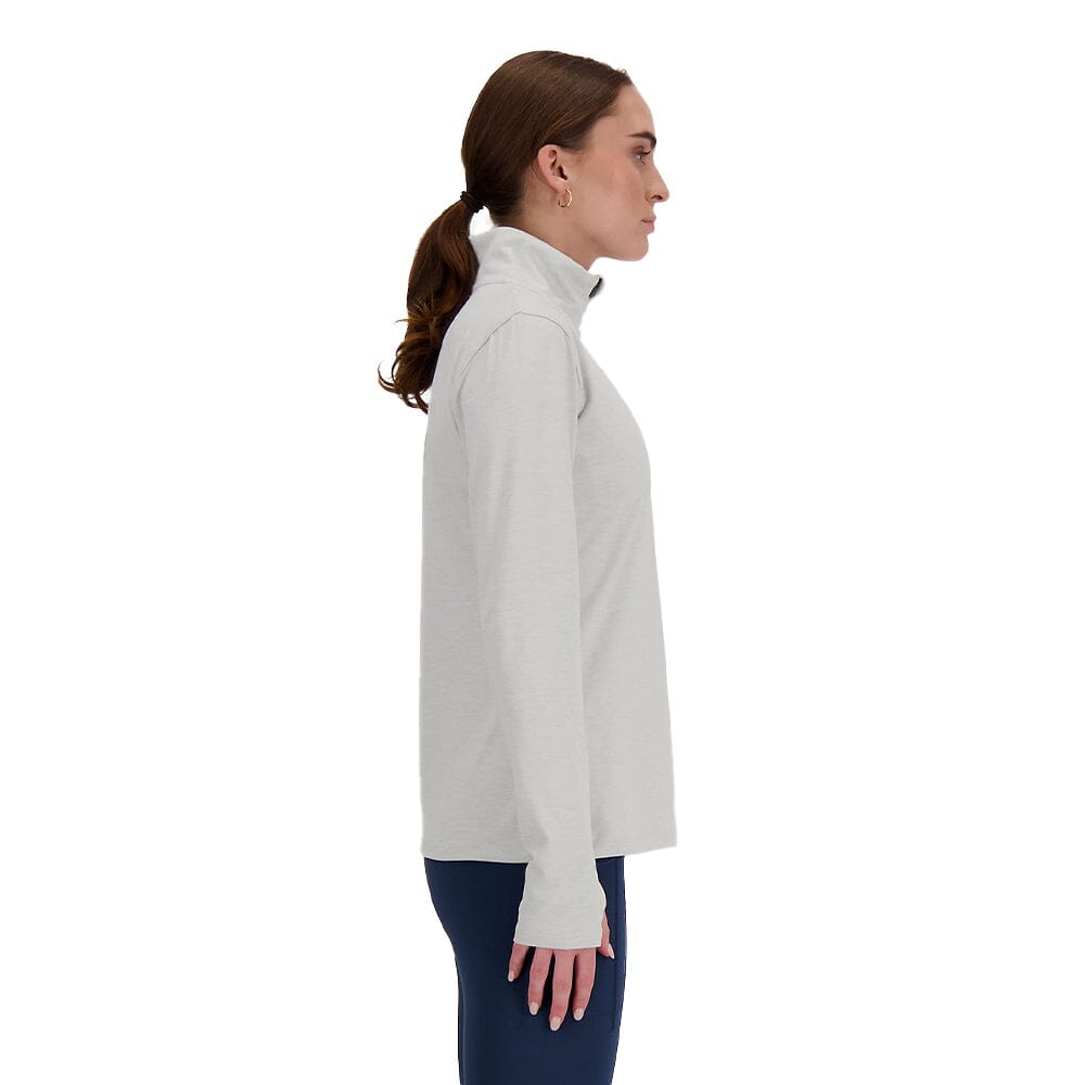 New Balance Women's Sport Essentials Space Dye Quarter Zip - BlackToe Running#colour_ash-heather