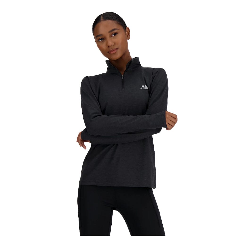 New Balance Women's Sport Essentials Space Dye Quarter Zip - BlackToe Running#colour_black