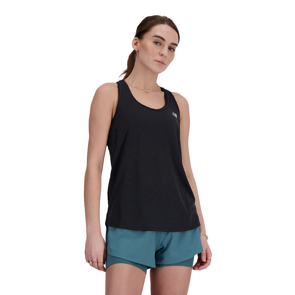 New Balance Women's Athletics Tank - BlackToe Running#colour_caviar-heather
