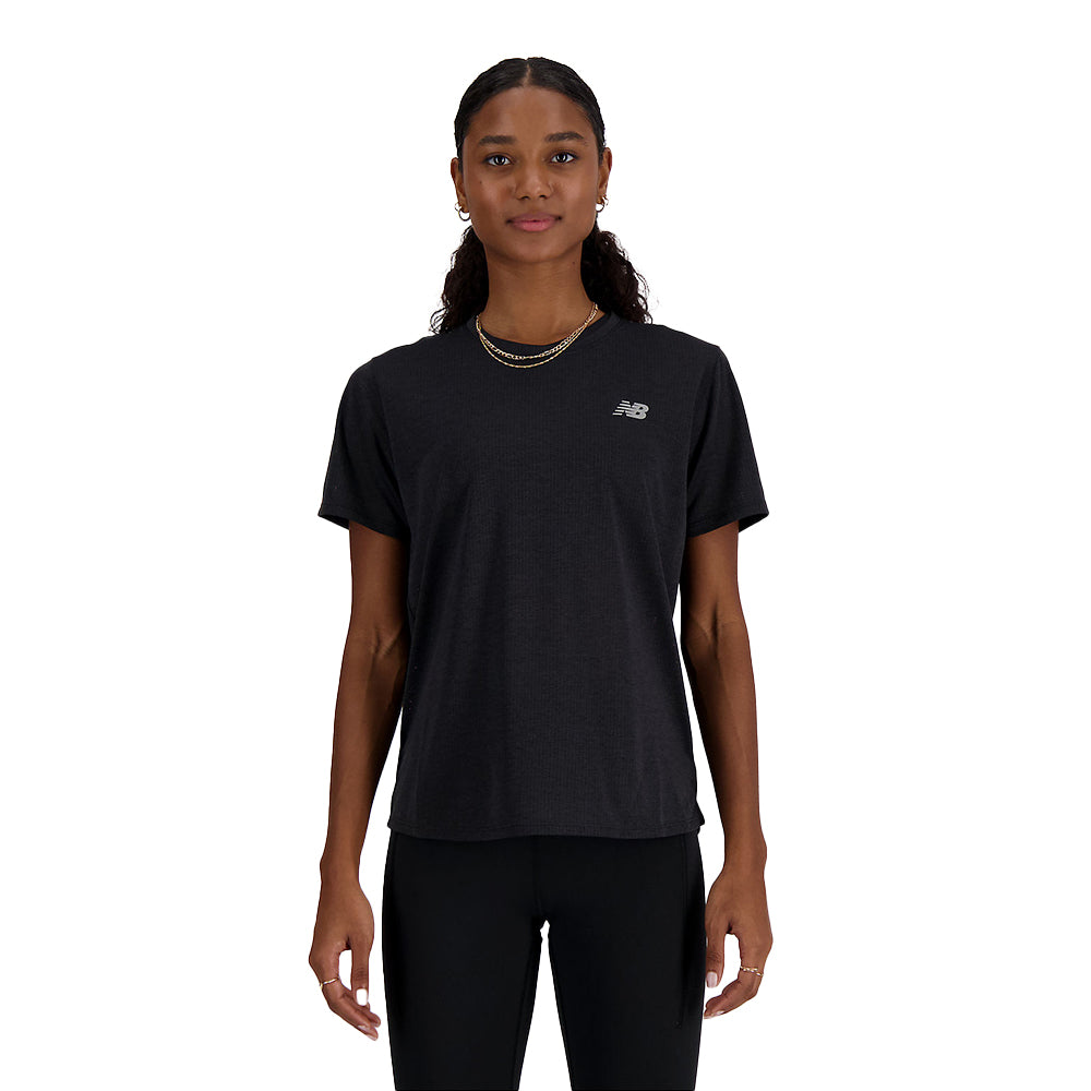 New Balance Women's Athletics T-Shirt - BlackToe Running#colour_caviar-heather