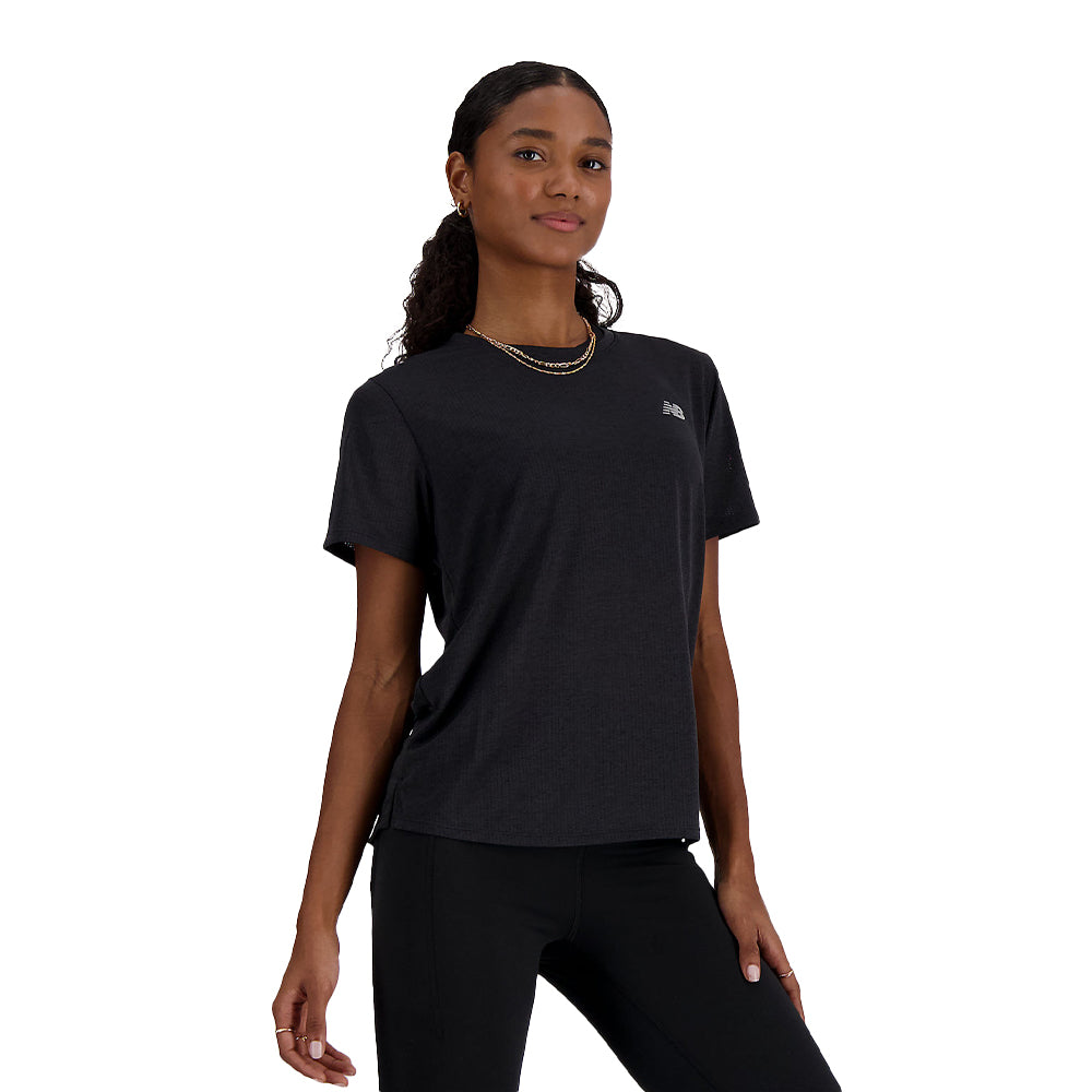 New Balance Women's Athletics T-Shirt - BlackToe Running#colour_caviar-heather