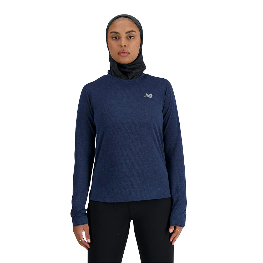 New Balance Women's Athletics Long Sleeve - BlackToe Running#colour_nb-navy-heather