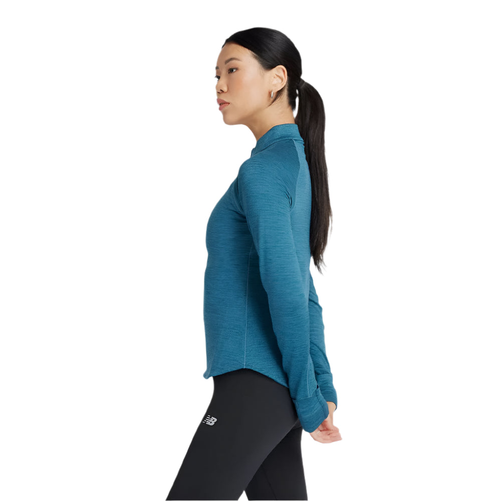 New Balance Women's Athletics Heat Grid 1/2 Zip - BlackToe Running#colour_terrarium-heather