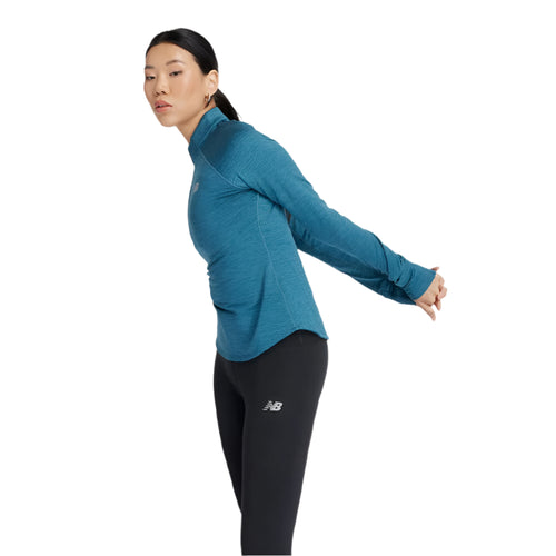 New Balance Women's Athletics Heat Grid 1/2 Zip - BlackToe Running#colour_terrarium-heather