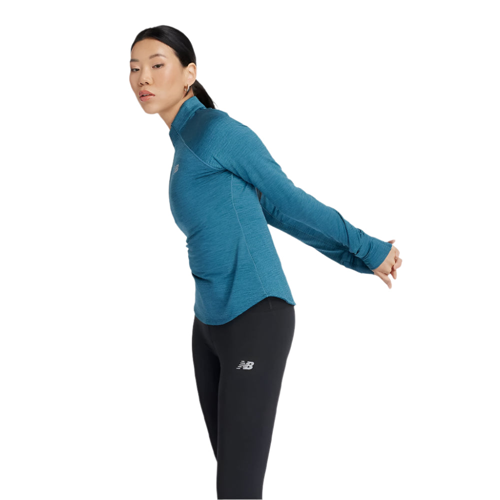 New Balance Women's Athletics Heat Grid 1/2 Zip - BlackToe Running#colour_terrarium-heather