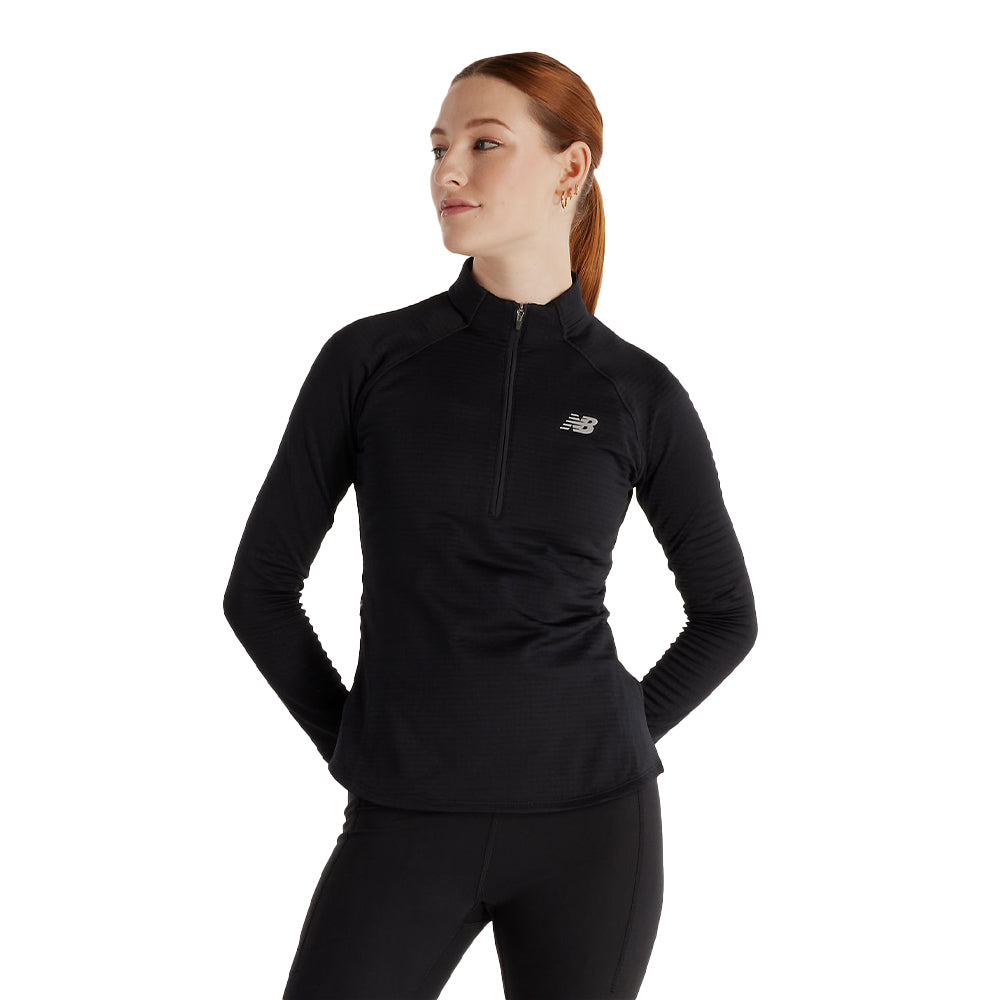 New Balance Women's Athletics Heat Grid 1/2 Zip - BlackToe Running#colour_black