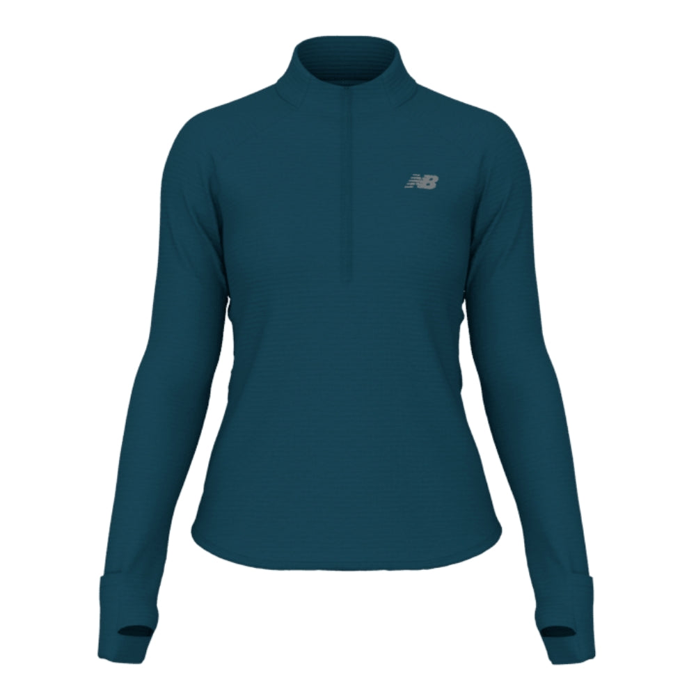 New Balance Women's Athletics Heat Grid 1/2 Zip - BlackToe Running#colour_streamsong