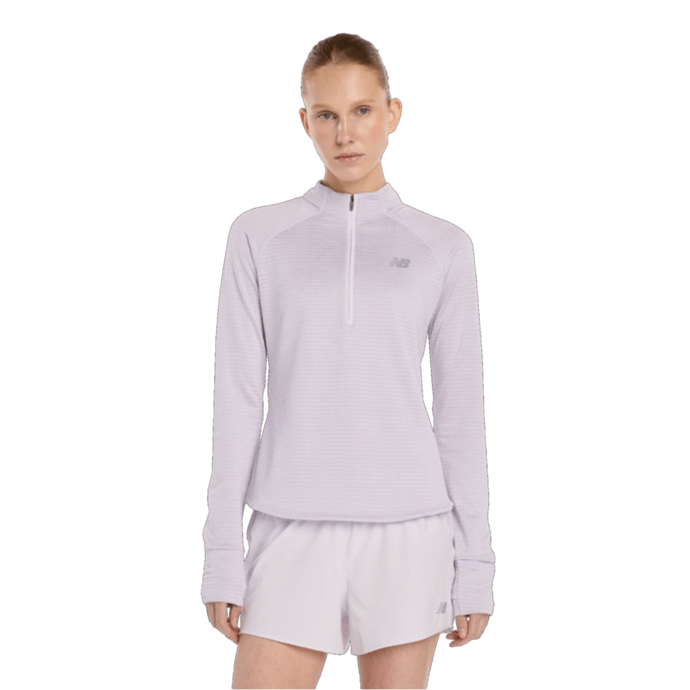 New Balance Women's Athletics Heat Grid 1/2 Zip - BlackToe Running#colour_taro-heather
