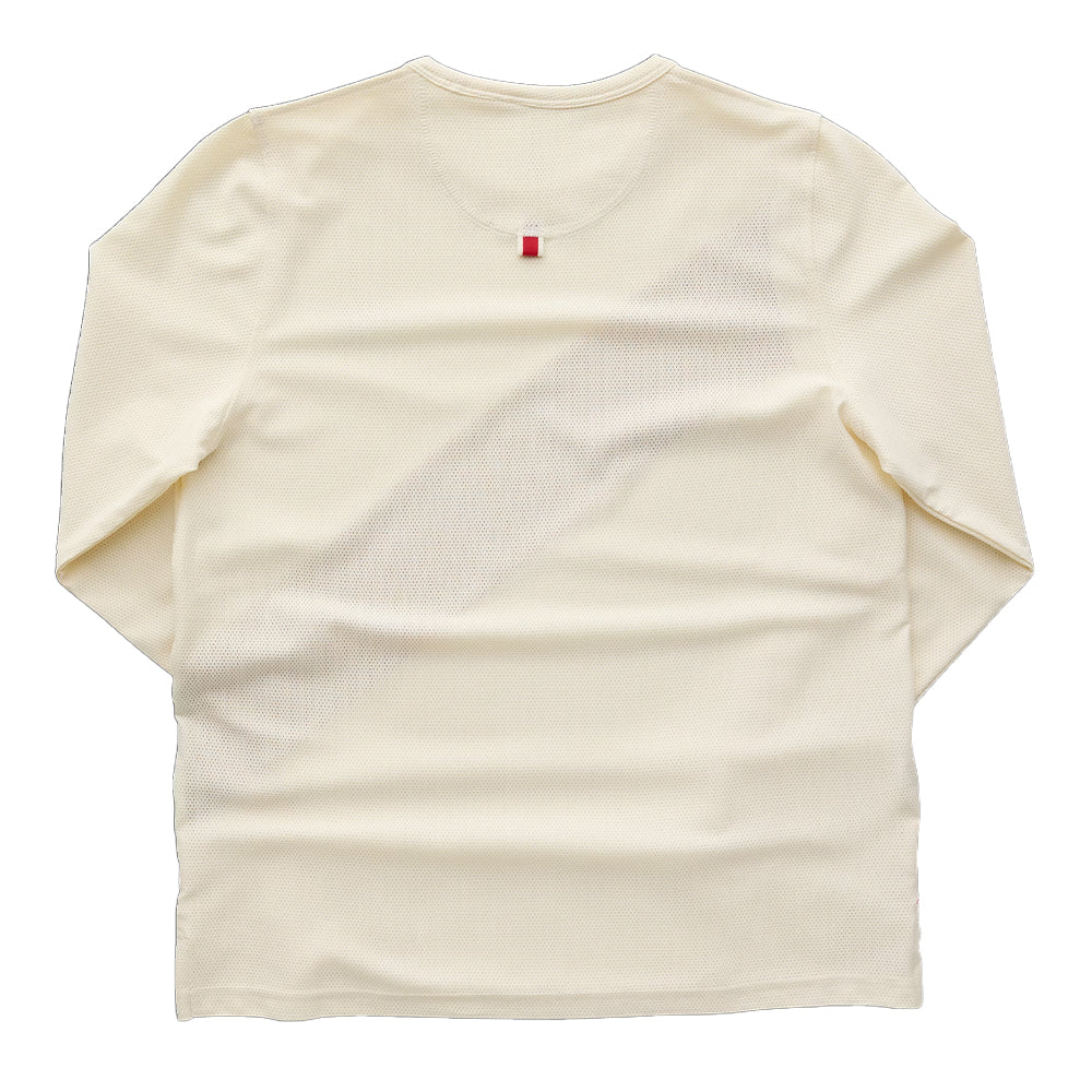 Tracksmith Women's Van Cortlandt Long Sleeve Women's Tops - BlackToe Running#colour_ivory-narcissus