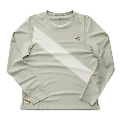 Tracksmith Women's Van Cortlandt Long Sleeve Women's Tops - BlackToe Running#colour_sage-ivory