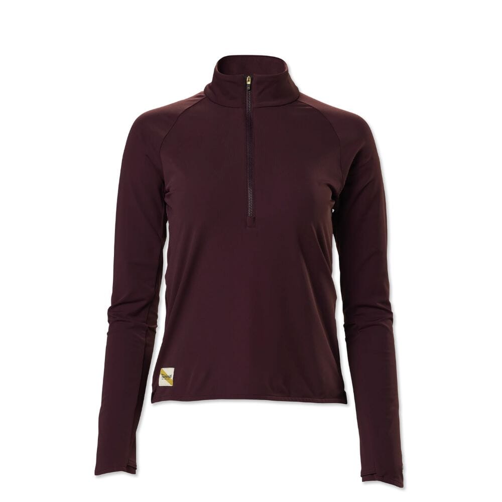 Tracksmith Women's Turnover Half Zip - BlackToe Running#colour_wine