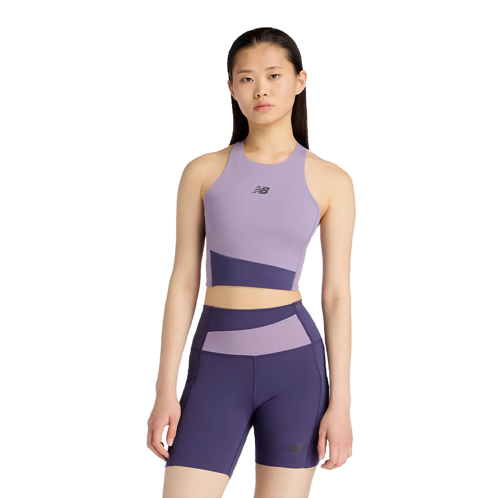 New Balance Women's RC Elite Storage Crop Tank - BlackToe Running#colour_candied-violet