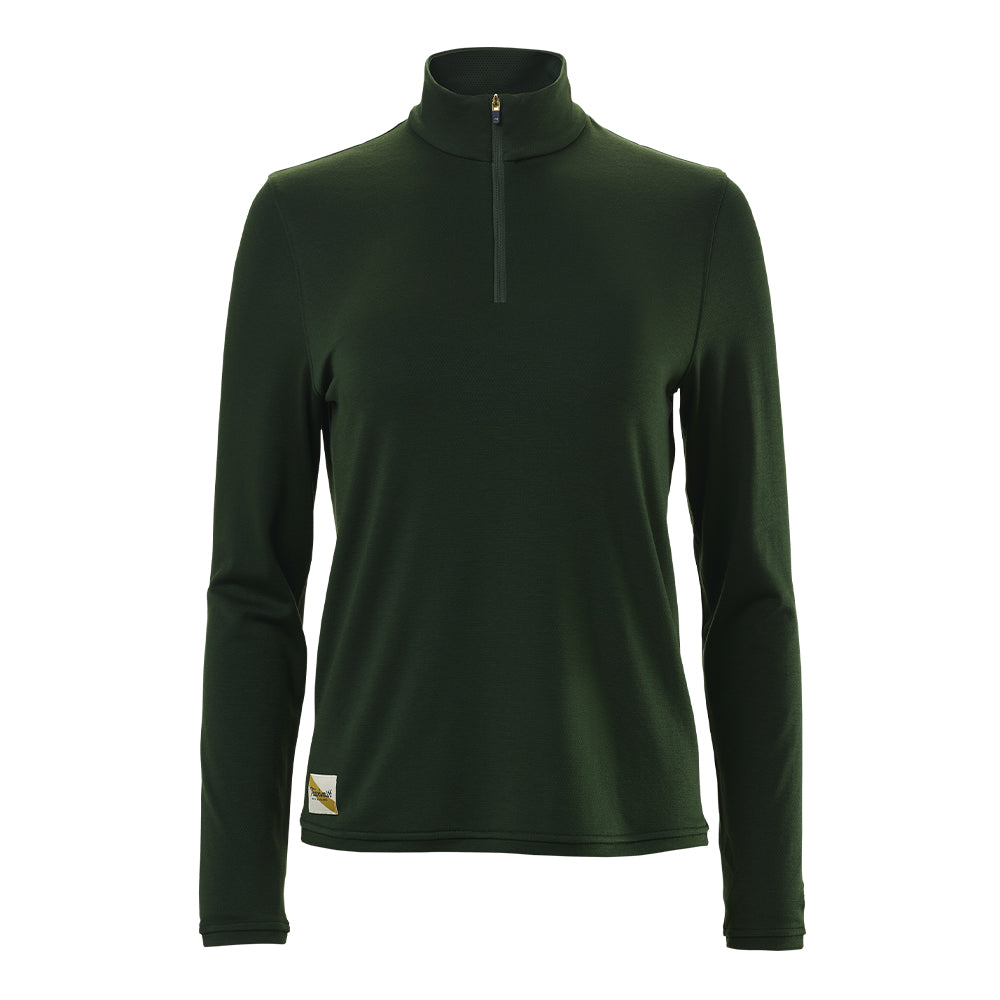Tracksmith Women's Session Quarter Zip - BlackToe Running#colour_forest