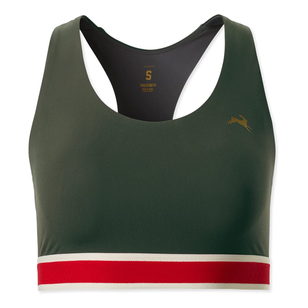 Tracksmith Women's Run Medium Support Bra - BlackToe Running#colour_emerald