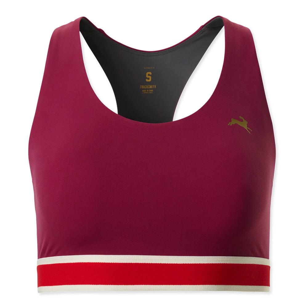 Tracksmith Women's Run Medium Support Bra - BlackToe Running#colour_red-plum