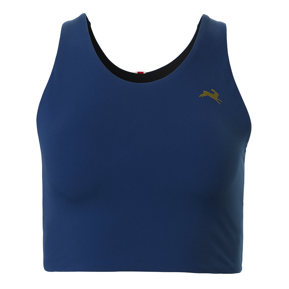 Tracksmith Women's Turnover Crop Top - BlackToe Running#colour_indigo