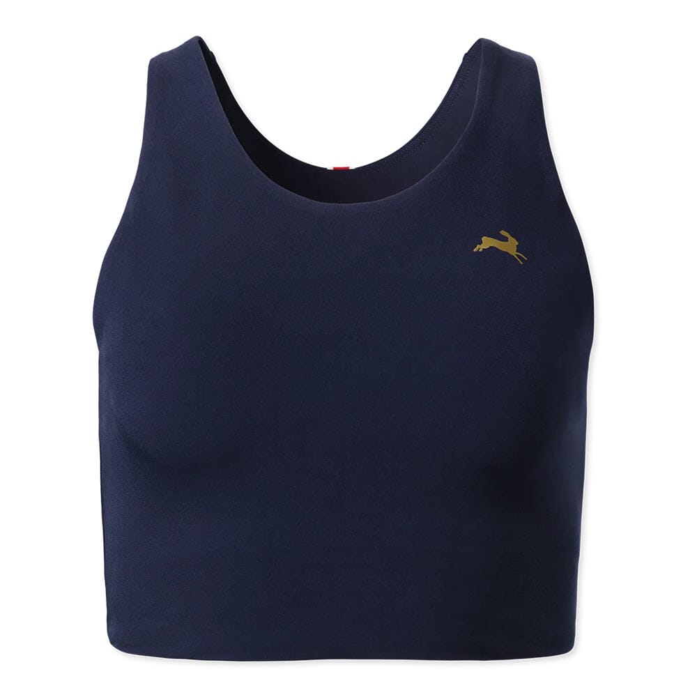 Tracksmith Women's Turnover Crop Top - BlackToe Running#colour_navy