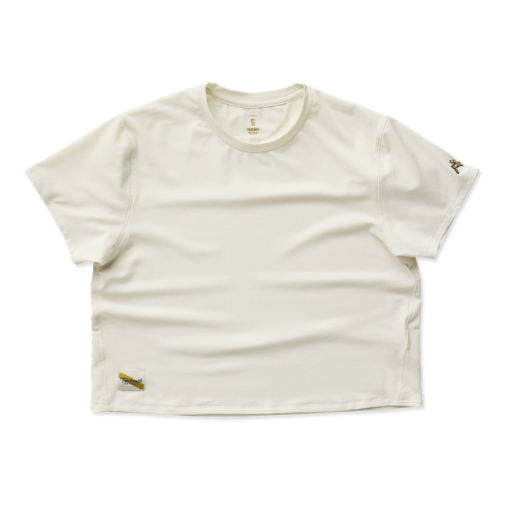 OT26 Marathon - Tracksmith Women's Session Crop Tee - BlackToe Running#colour_ivory