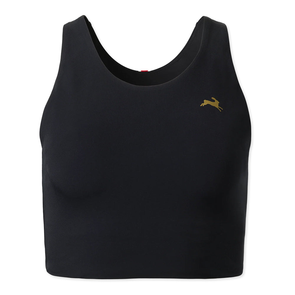 Tracksmith Women's Turnover Crop Top - BlackToe Running#colour_black-2