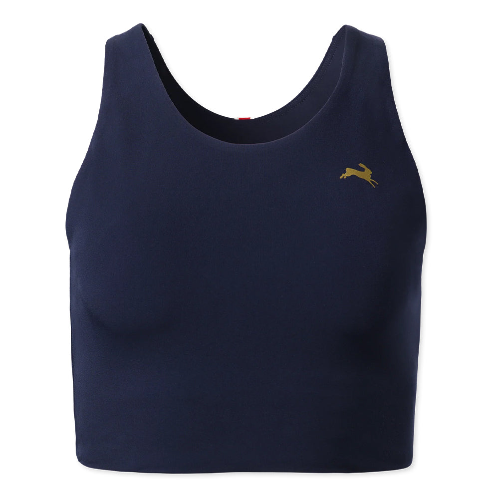 Tracksmith Women's Turnover Crop Top - BlackToe Running#colour_navy-2