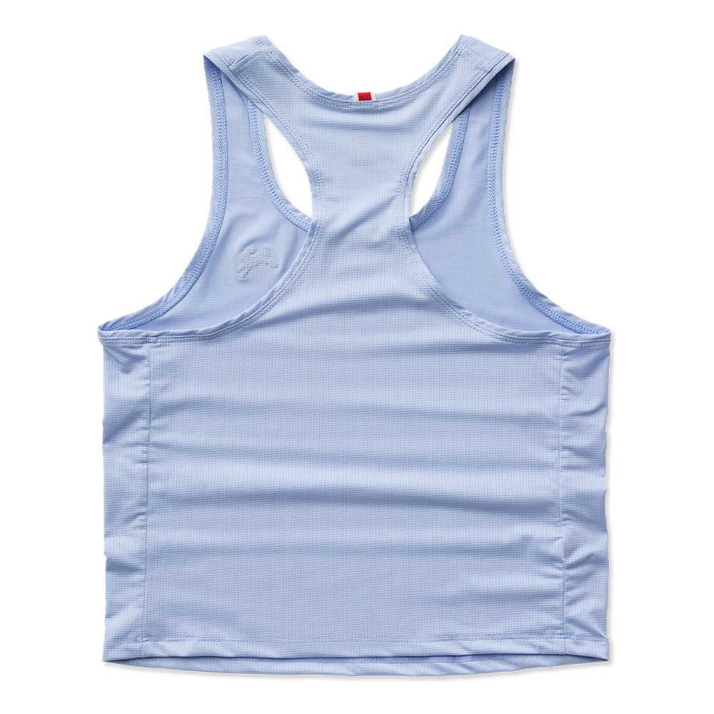 Tracksmith Women's Twilight Crop Tank - BlackToe Running#colour_steel-blue