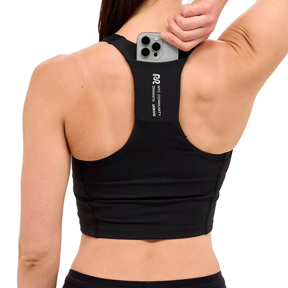 Bandit Running Women's Stamina™ Scoop Neck Race Crop - BlackToe Running#colour_black