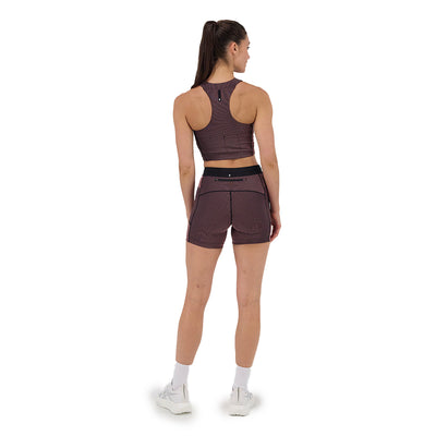 Bandit Running Women's Striped Cadence™ Zip Front Race Crop - BlackToe Running#colour_black-mauve