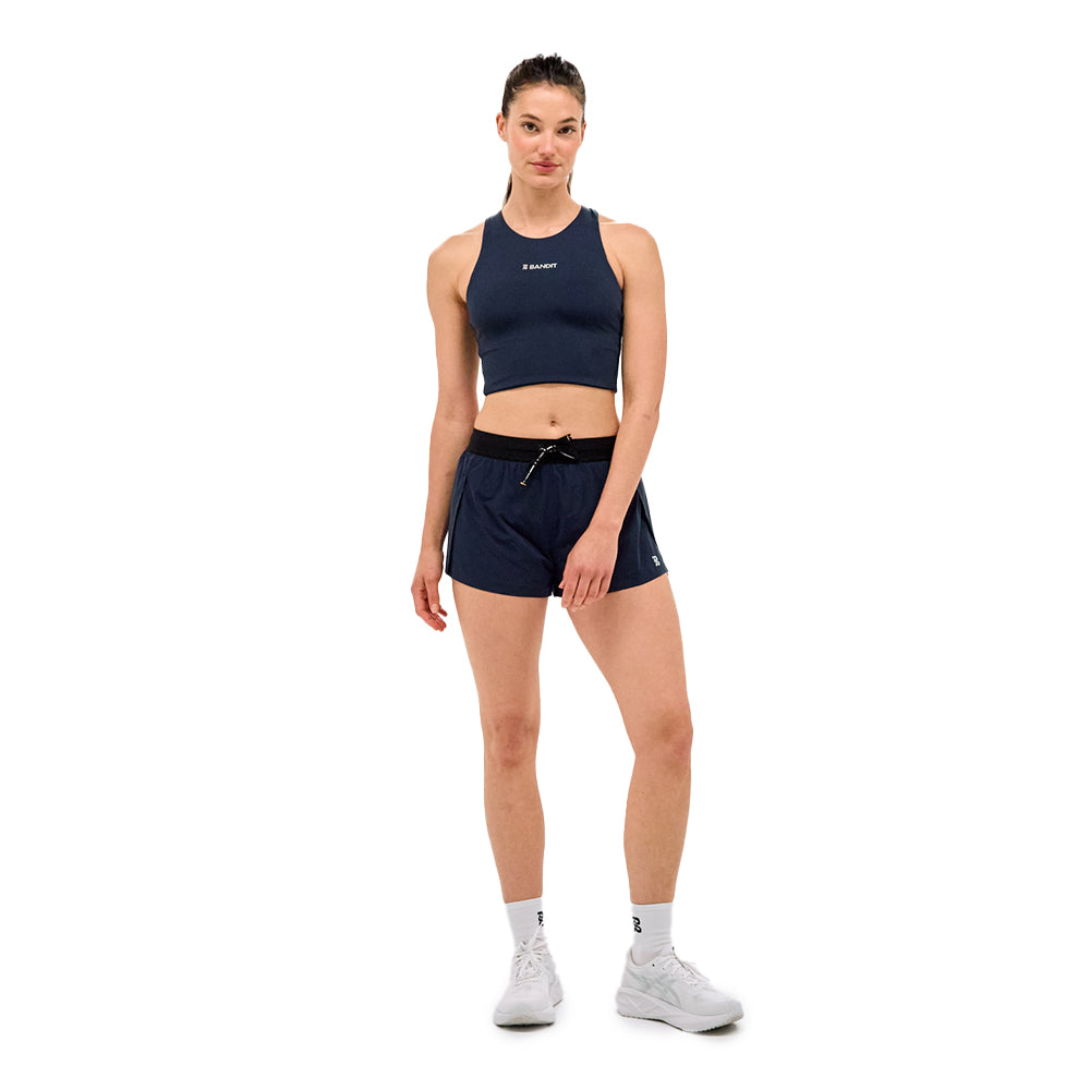 Bandit Running Women's STAMINA™ Compression Race Crop - BlackToe Running#colour_ny-navy