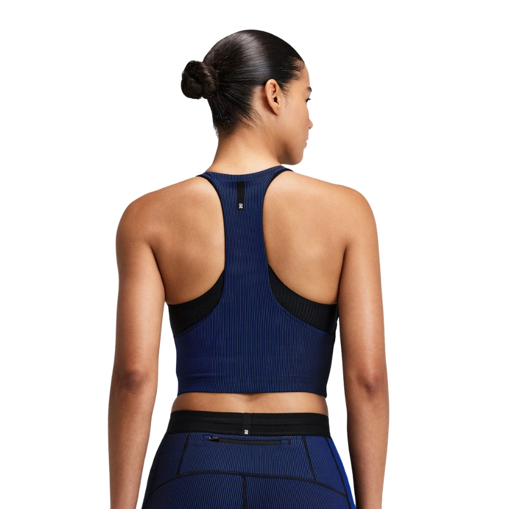 Bandit Running Women's Striped Cadence™ Zip Front T-Back Race Crop - Blacktoe Running