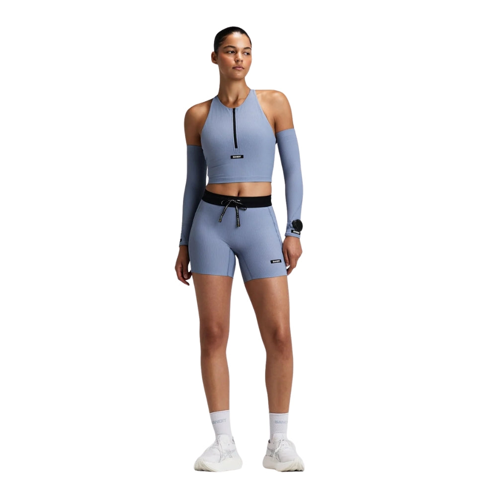 Bandit Running Women's Striped Cadence™ Zip Front T-Back Race Crop - Blacktoe Running