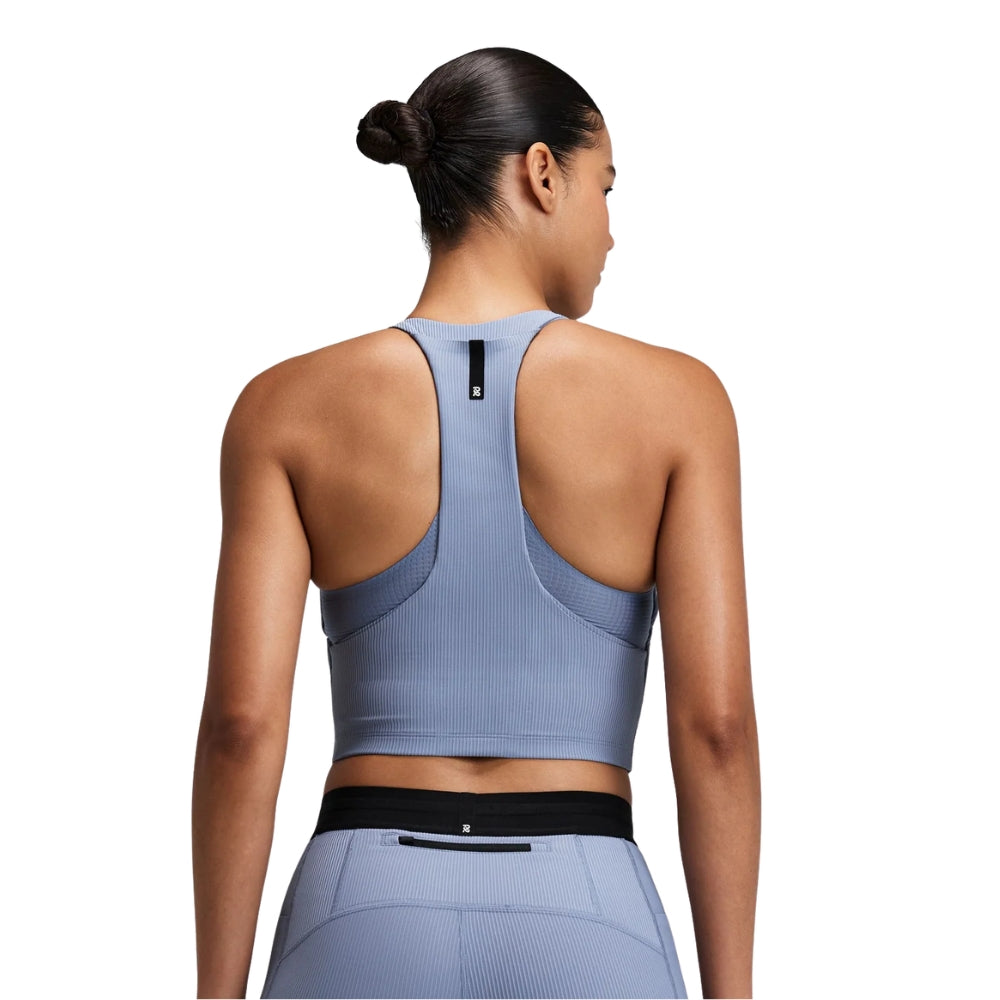 Bandit Running Women's Striped Cadence™ Zip Front T-Back Race Crop - Blacktoe Running