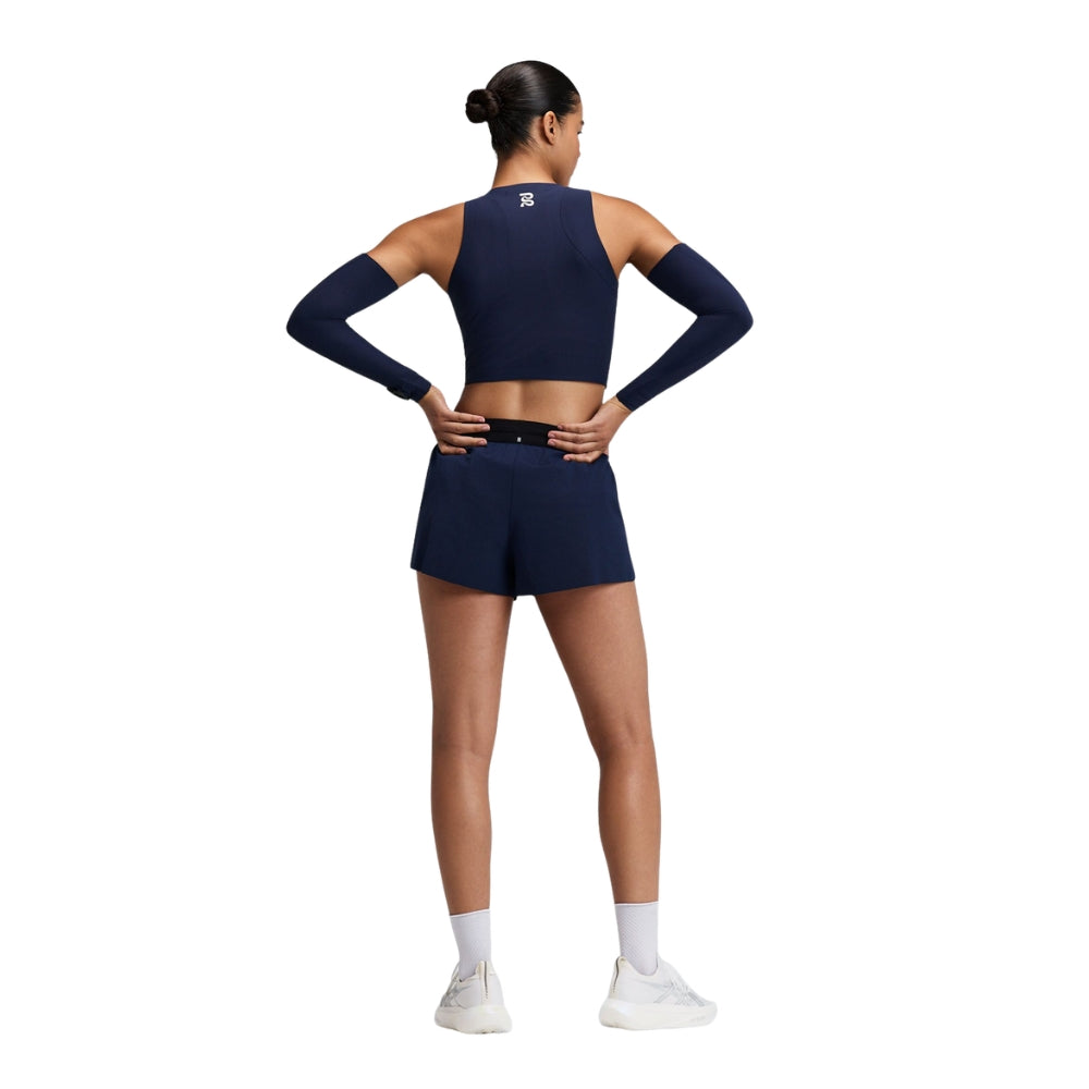 Bandit Running Women's Adapto™ 2-Way Zip Race Crop - BlackToe Running#colour_ny-navy