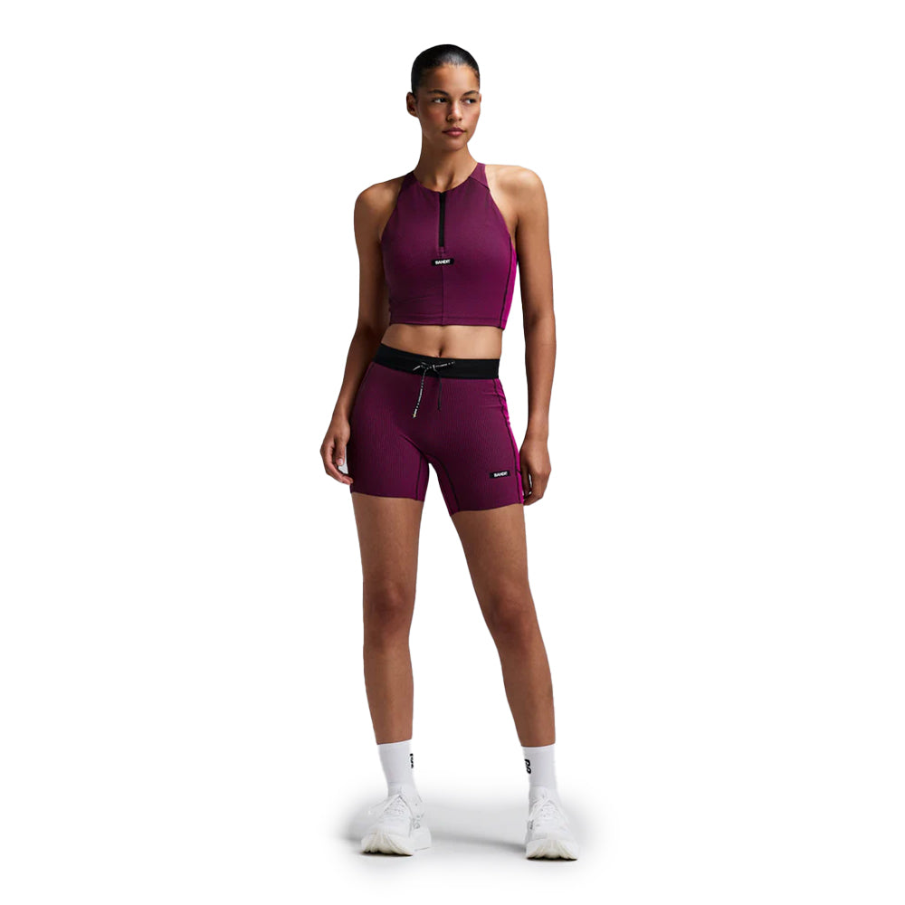 Bandit Running Women's Striped Cadence™ Zip Front Race Crop  - BlackToe Running