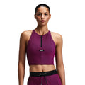 Bandit Running Women's Striped Cadence™ Zip Front Race Crop  - BlackToe Running#colour_espresso-azalea