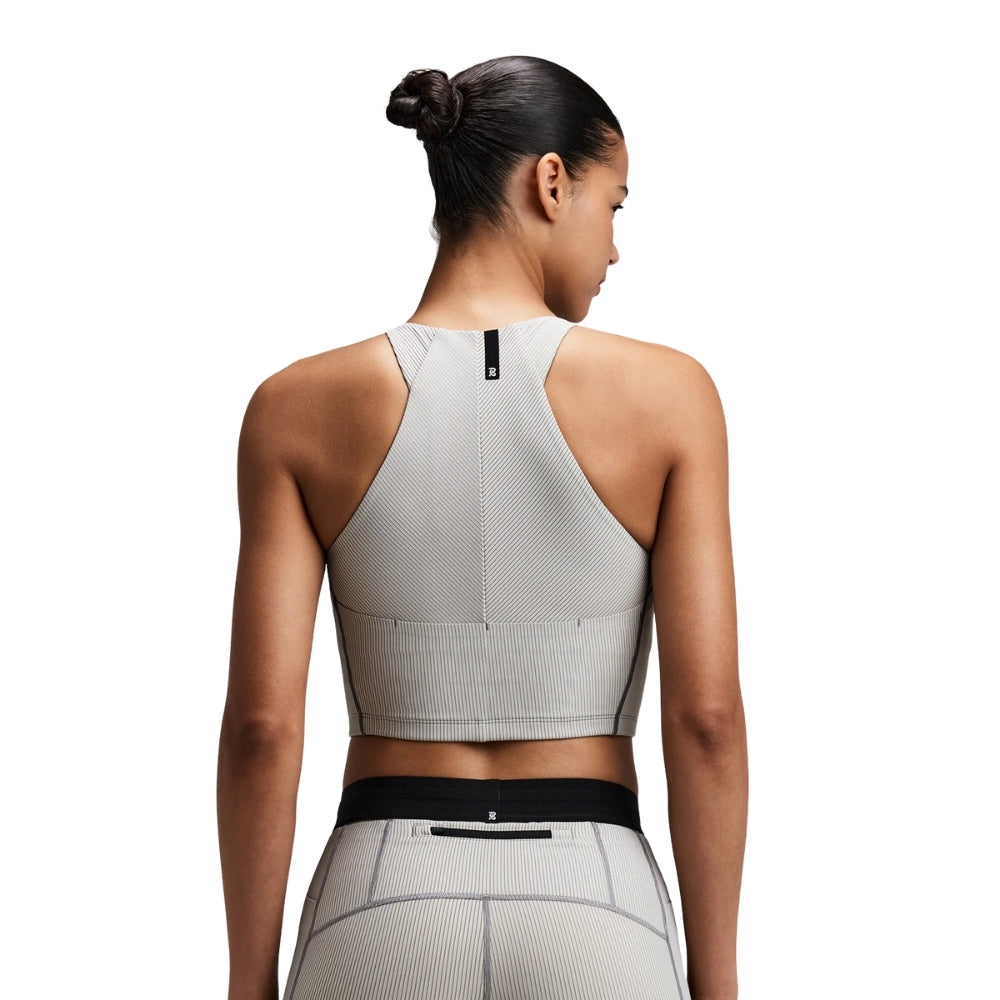 Bandit Running Women's Striped Cadence™ Zip Front Race Crop  - BlackToe Running